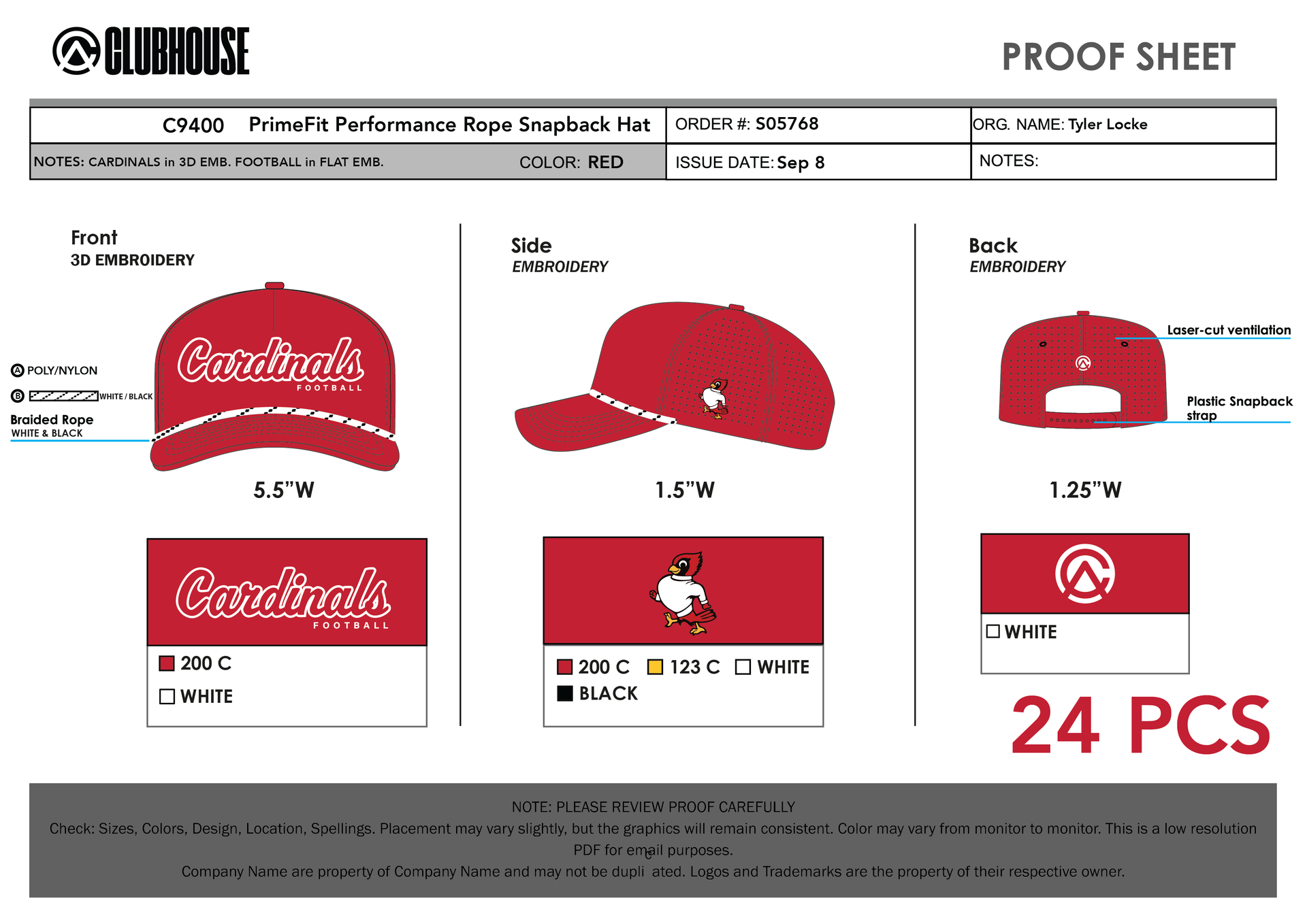 Approved design proof