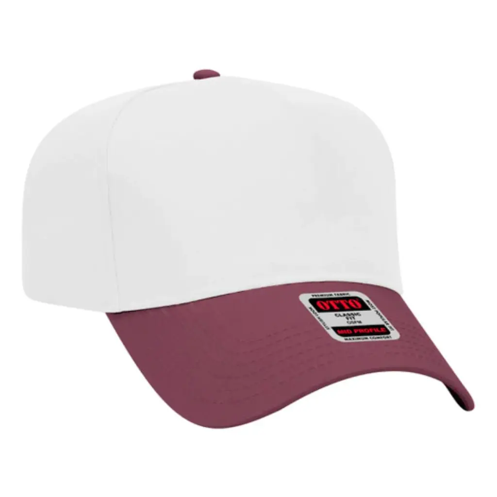 5 Panel Crown Split Mid-Profile Baseball Cap (Otto)